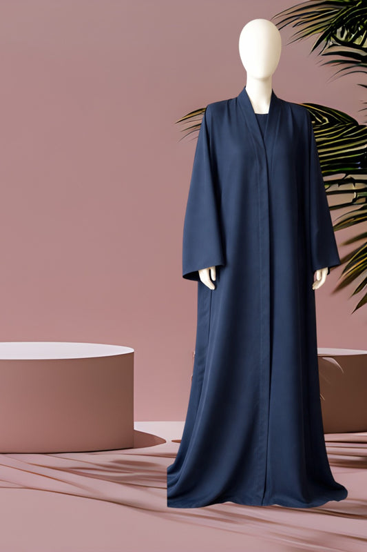 Elegant plain-front open abaya