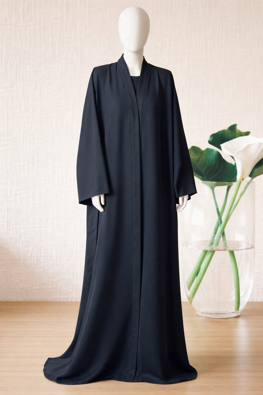 Elegant plain-front open abaya